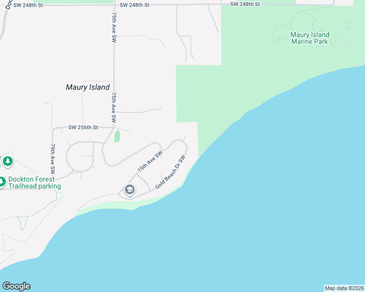 map of restaurants, bars, coffee shops, grocery stores, and more near 25755 Gold Beach Drive Southwest in Vashon