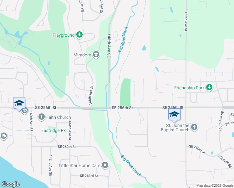 map of restaurants, bars, coffee shops, grocery stores, and more near Soos Creek Trail in Kent