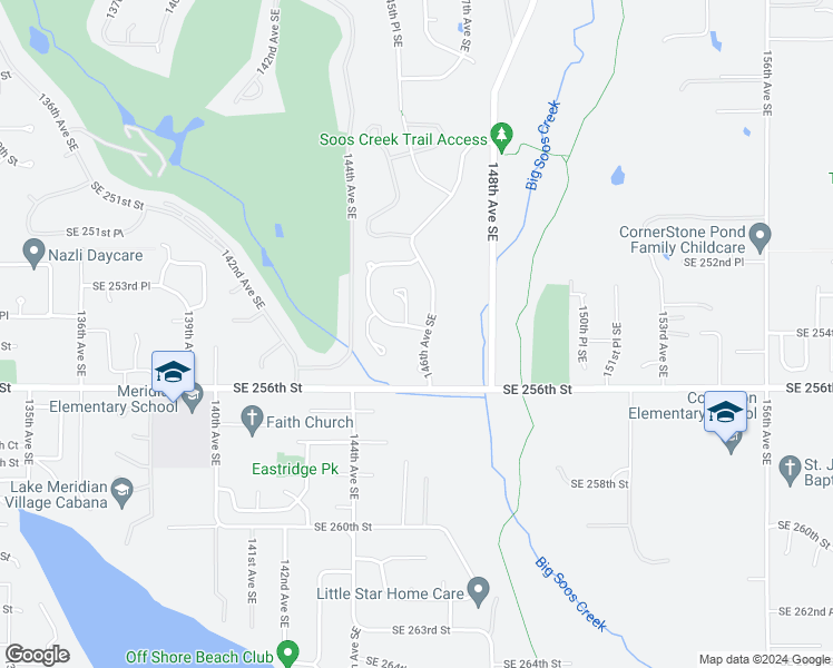 map of restaurants, bars, coffee shops, grocery stores, and more near 14511 Southeast 254th Street in Kent