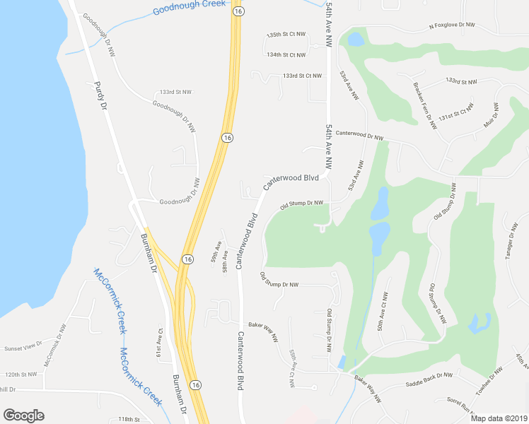 map of restaurants, bars, coffee shops, grocery stores, and more near 5618 Old Stump Drive Northwest in Gig Harbor