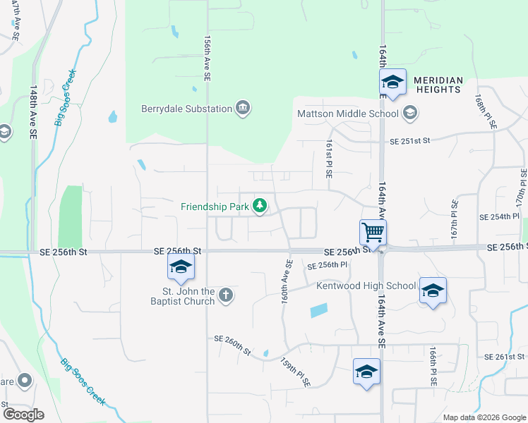 map of restaurants, bars, coffee shops, grocery stores, and more near 15820 Southeast 254th Place in Kent