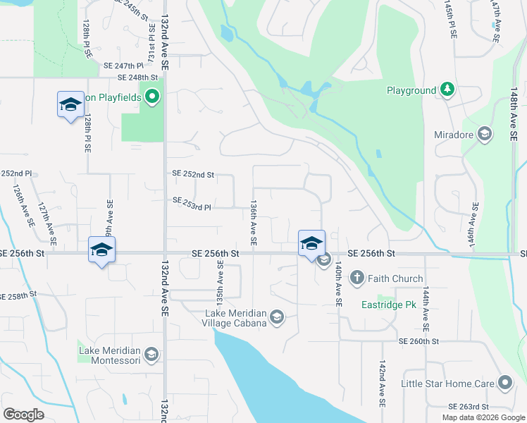 map of restaurants, bars, coffee shops, grocery stores, and more near 13618 Southeast 254th Place in Kent