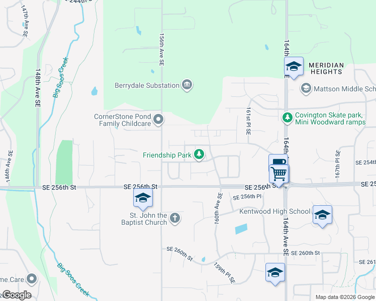 map of restaurants, bars, coffee shops, grocery stores, and more near 25322 157th Place Southeast in Covington