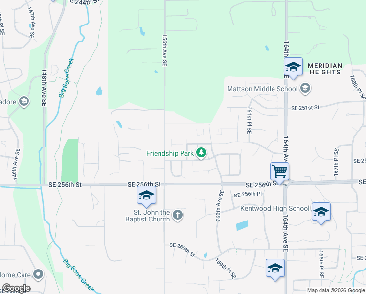 map of restaurants, bars, coffee shops, grocery stores, and more near 15703 Southeast 253rd Place in Covington