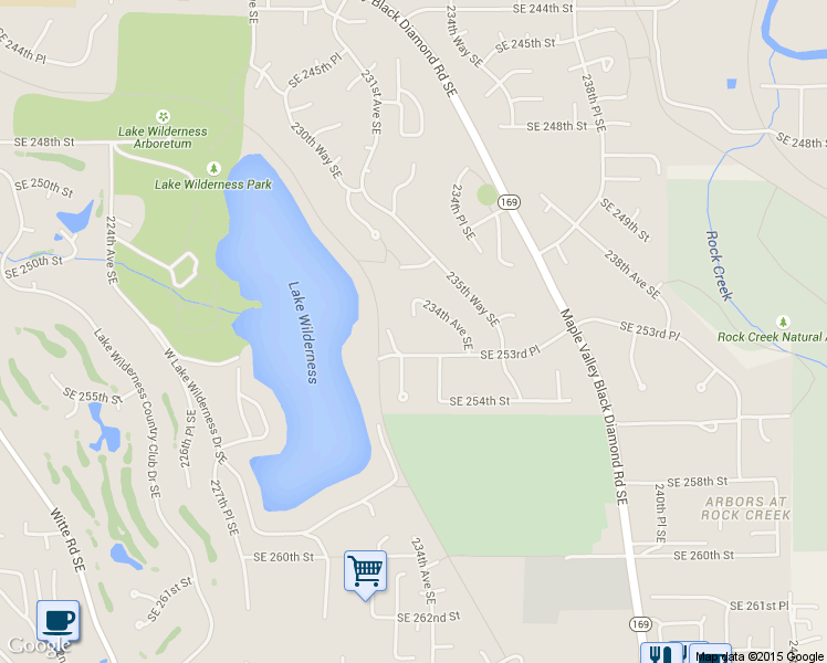 map of restaurants, bars, coffee shops, grocery stores, and more near 25100 234th Avenue Southeast in Maple Valley