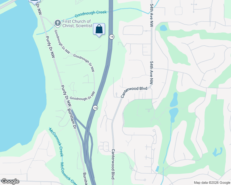map of restaurants, bars, coffee shops, grocery stores, and more near 12808 Canterwood Boulevard in Gig Harbor
