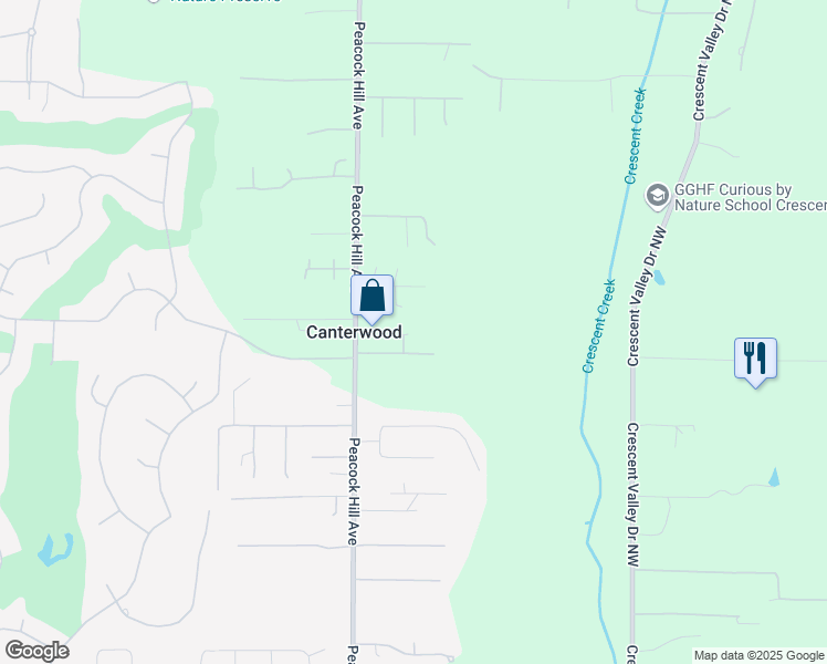 map of restaurants, bars, coffee shops, grocery stores, and more near 3613 128th Street Northwest in Gig Harbor