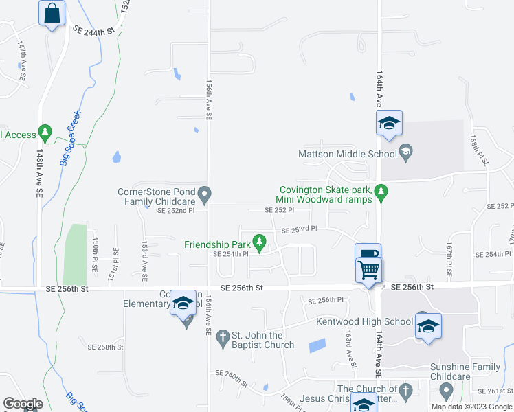 map of restaurants, bars, coffee shops, grocery stores, and more near 15810 Southeast 252 Place in Covington