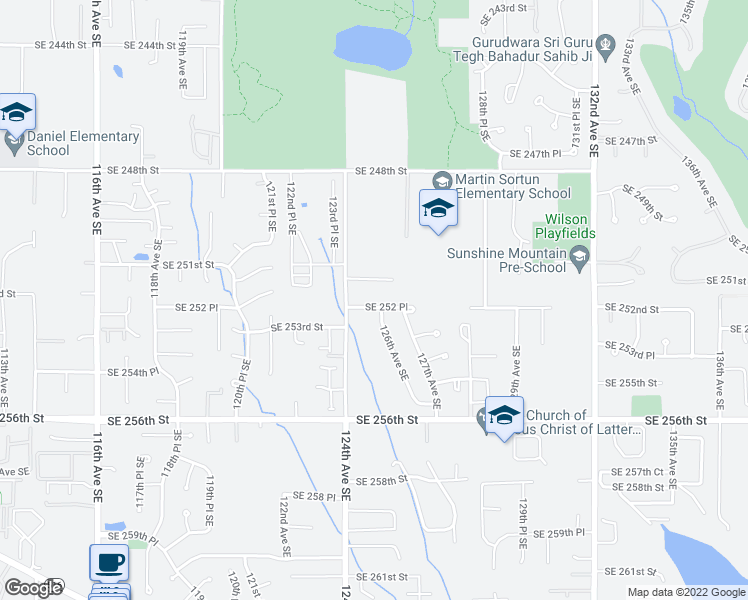 map of restaurants, bars, coffee shops, grocery stores, and more near 12428 Southeast 252 Place in Kent