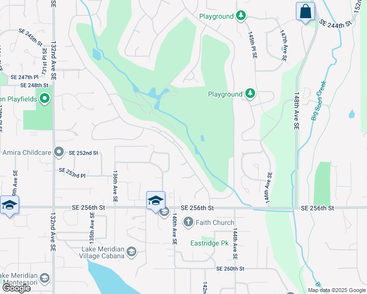 map of restaurants, bars, coffee shops, grocery stores, and more near 14016 Southeast 251st Street in Kent