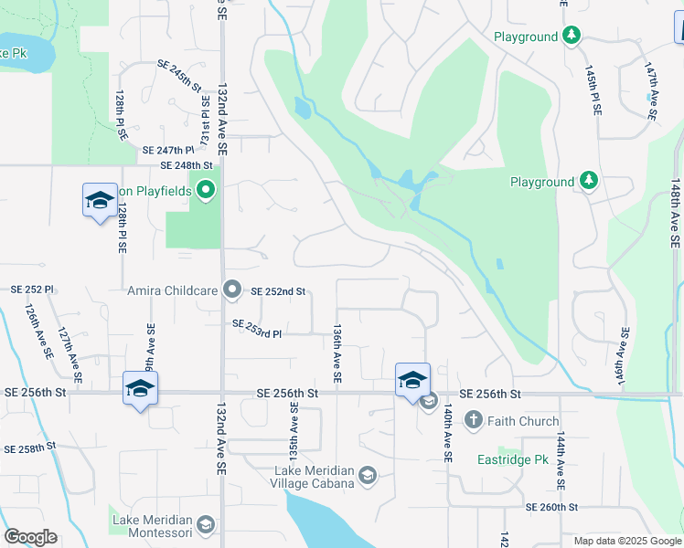 map of restaurants, bars, coffee shops, grocery stores, and more near 13605 Southeast 251st Place in Kent