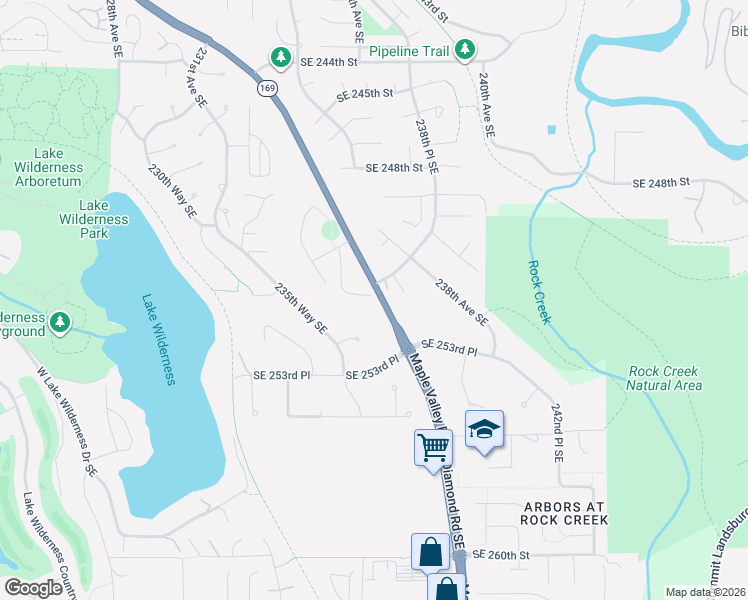 map of restaurants, bars, coffee shops, grocery stores, and more near 25117 235th Court Southeast in Maple Valley