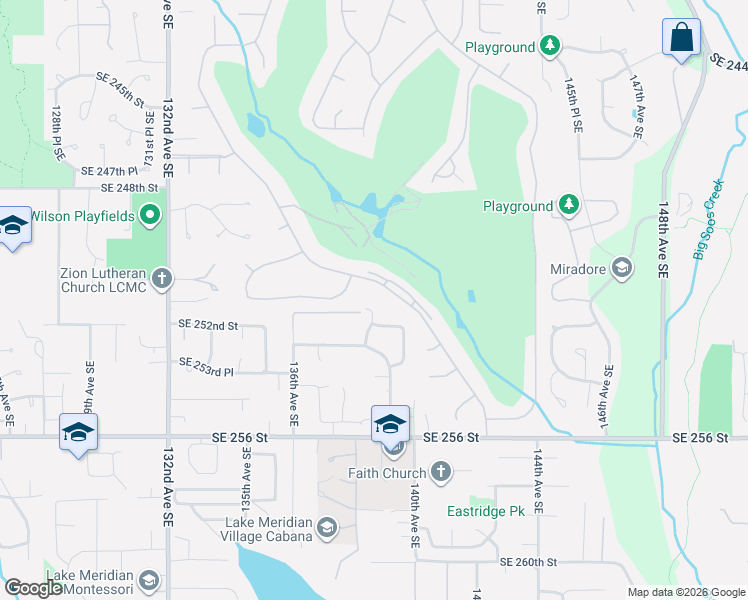map of restaurants, bars, coffee shops, grocery stores, and more near 25215 138th Place Southeast in Kent