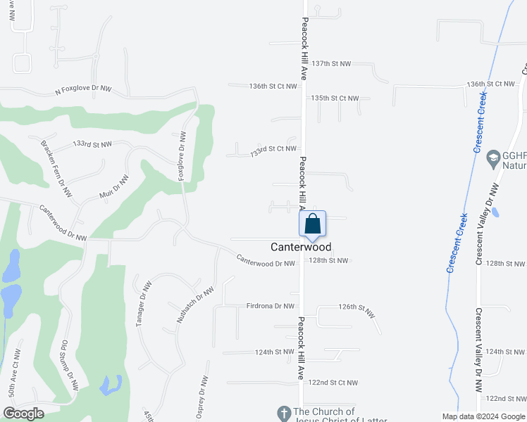 map of restaurants, bars, coffee shops, grocery stores, and more near 4009 129th Street Northwest in Gig Harbor