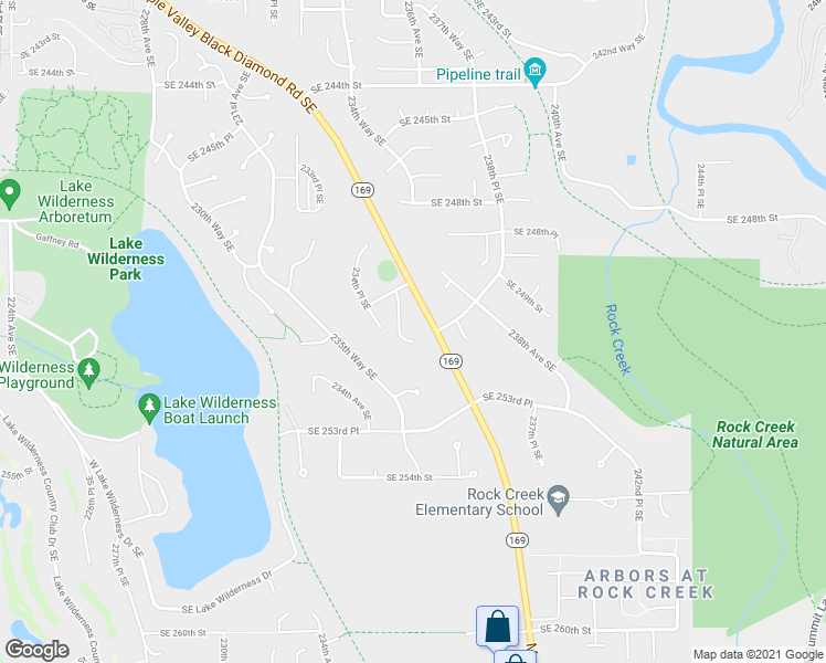 map of restaurants, bars, coffee shops, grocery stores, and more near 25054 235th Court Southeast in Maple Valley