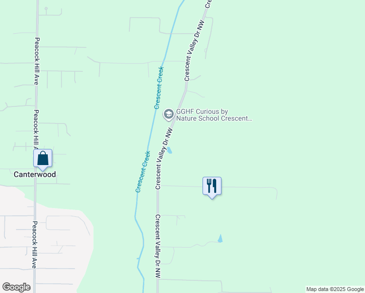map of restaurants, bars, coffee shops, grocery stores, and more near Crescent Valley Drive Northwest in Gig Harbor
