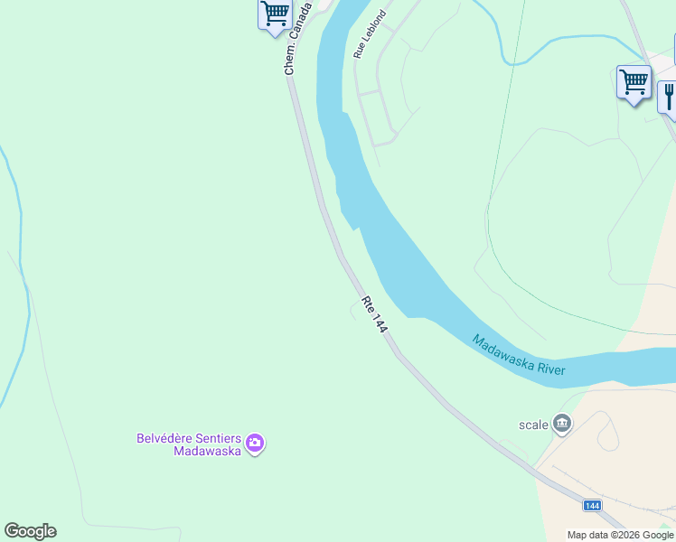 map of restaurants, bars, coffee shops, grocery stores, and more near 590 New Brunswick 144 in Edmundston