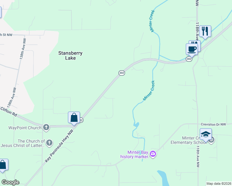 map of restaurants, bars, coffee shops, grocery stores, and more near 12621 131st Street Kp North in Gig Harbor