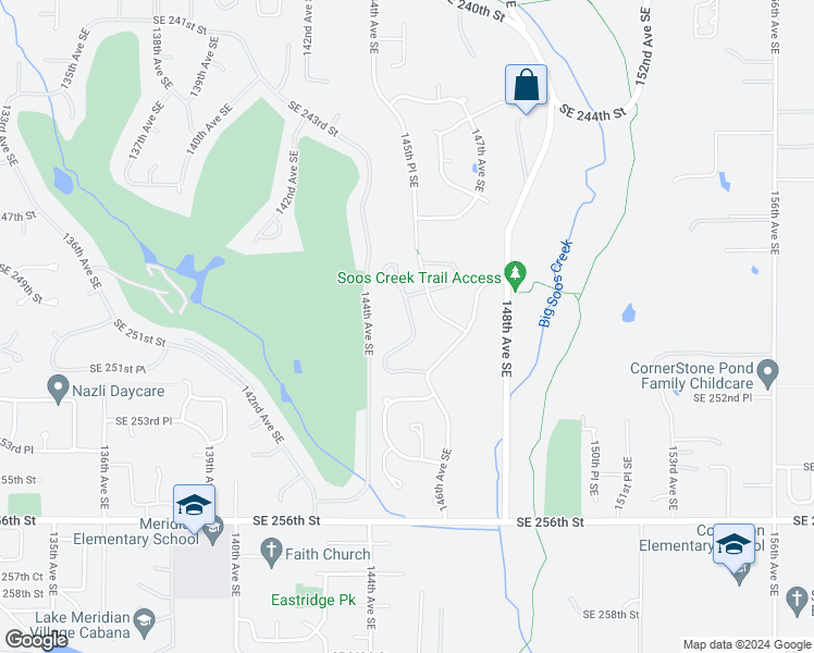 map of restaurants, bars, coffee shops, grocery stores, and more near 24927 144th Place Southeast in Kent