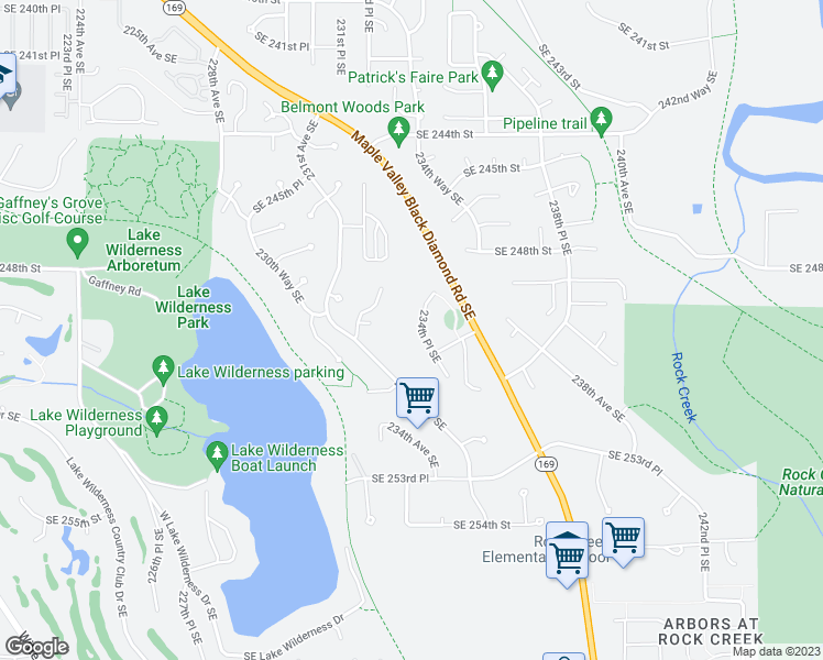 map of restaurants, bars, coffee shops, grocery stores, and more near 24931 234th Place Southeast in Maple Valley
