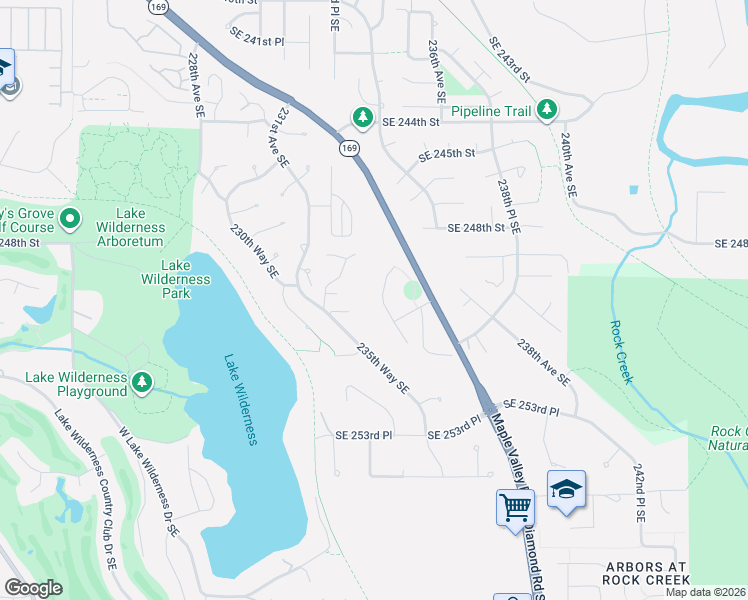 map of restaurants, bars, coffee shops, grocery stores, and more near 24931 234th Place Southeast in Maple Valley
