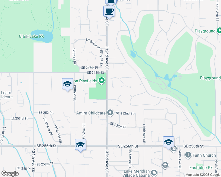 map of restaurants, bars, coffee shops, grocery stores, and more near 24929 132nd Place Southeast in Kent