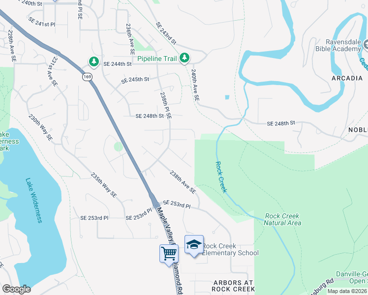 map of restaurants, bars, coffee shops, grocery stores, and more near 24819 239th Court Southeast in Maple Valley