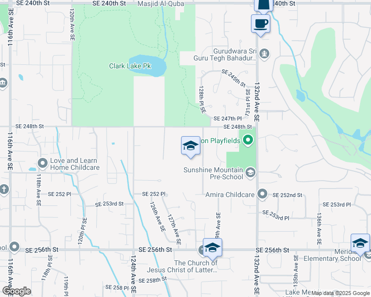map of restaurants, bars, coffee shops, grocery stores, and more near 12711 Southeast 248th Street in Kent