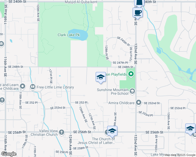 map of restaurants, bars, coffee shops, grocery stores, and more near 12711 Southeast 248th Street in Kent