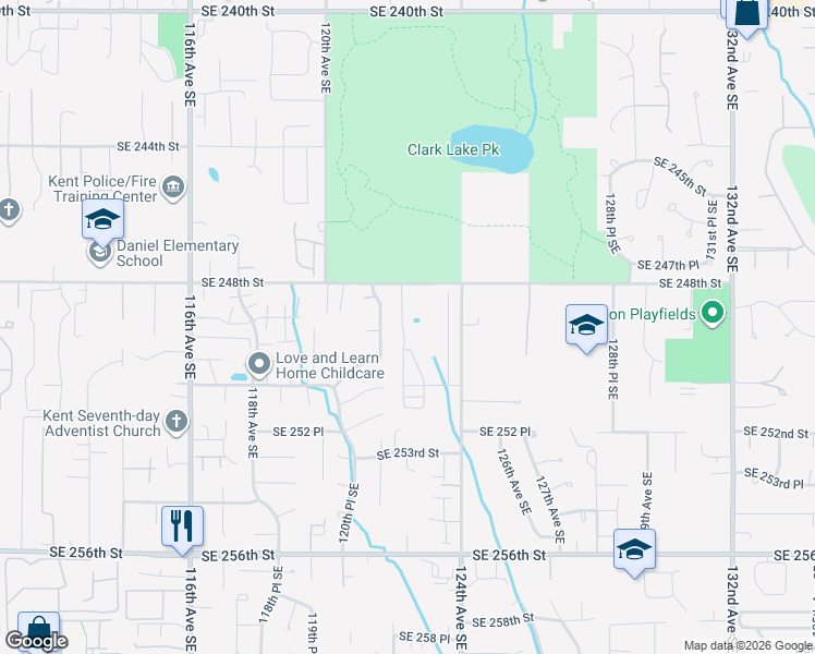 map of restaurants, bars, coffee shops, grocery stores, and more near 24904 122nd Place Southeast in Kent