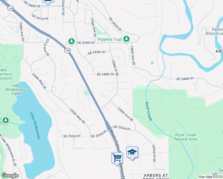 map of restaurants, bars, coffee shops, grocery stores, and more near 24821 237th Lane Southeast in Maple Valley