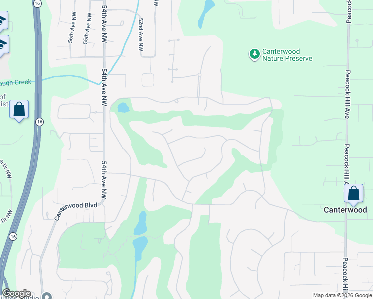 map of restaurants, bars, coffee shops, grocery stores, and more near 4808 133rd Street Northwest in Gig Harbor