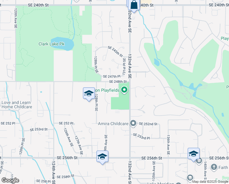 map of restaurants, bars, coffee shops, grocery stores, and more near 24869 132nd Avenue Southeast in Kent