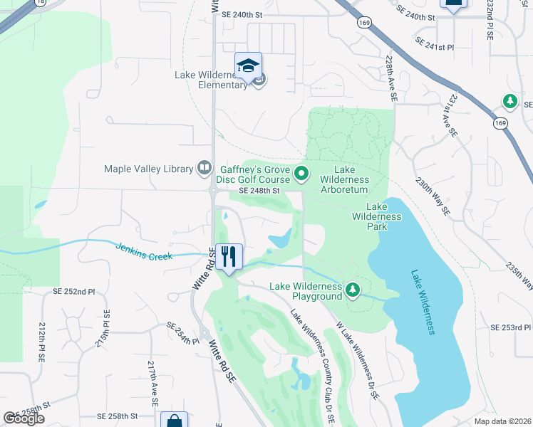 map of restaurants, bars, coffee shops, grocery stores, and more near 22200 Southeast 250th Street in Maple Valley