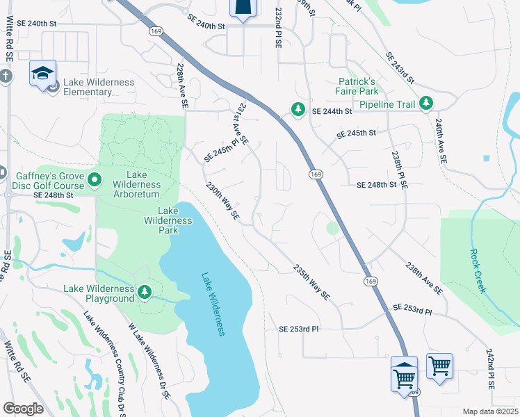 map of restaurants, bars, coffee shops, grocery stores, and more near 23110 Southeast 249th Court in Maple Valley