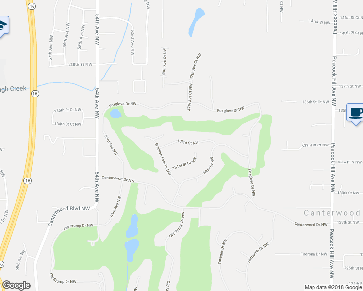 map of restaurants, bars, coffee shops, grocery stores, and more near 4720 133rd St NW in Gig Harbor