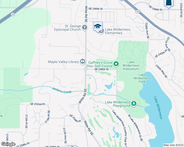 map of restaurants, bars, coffee shops, grocery stores, and more near 24916 Lake Wilderness Country Club Drive Southeast in Maple Valley