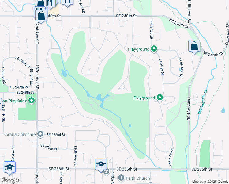 map of restaurants, bars, coffee shops, grocery stores, and more near 24732 142nd Avenue Southeast in Kent
