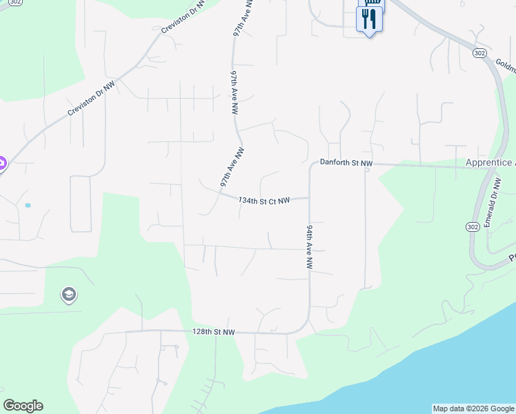 map of restaurants, bars, coffee shops, grocery stores, and more near 9620 134th Street Court Northwest in Gig Harbor