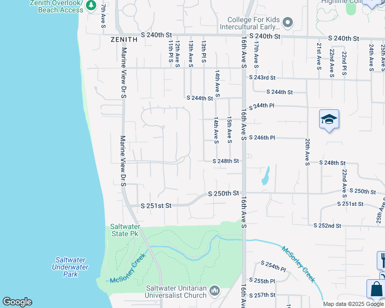 map of restaurants, bars, coffee shops, grocery stores, and more near 24740 13th Avenue South in Des Moines