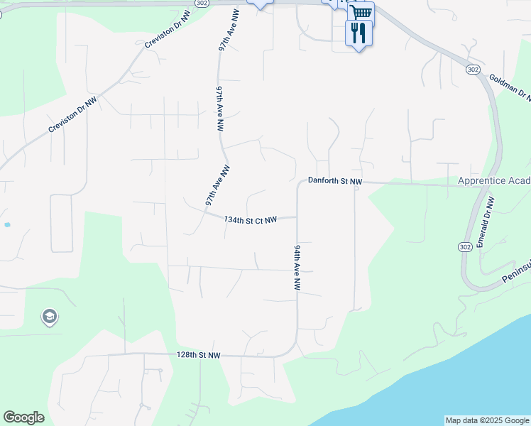 map of restaurants, bars, coffee shops, grocery stores, and more near 9515 134th St Ct NW in Gig Harbor