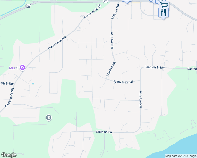 map of restaurants, bars, coffee shops, grocery stores, and more near 9806 134th Street Court Northwest in Gig Harbor