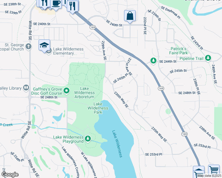 map of restaurants, bars, coffee shops, grocery stores, and more near 24611 230th Way Southeast in Maple Valley