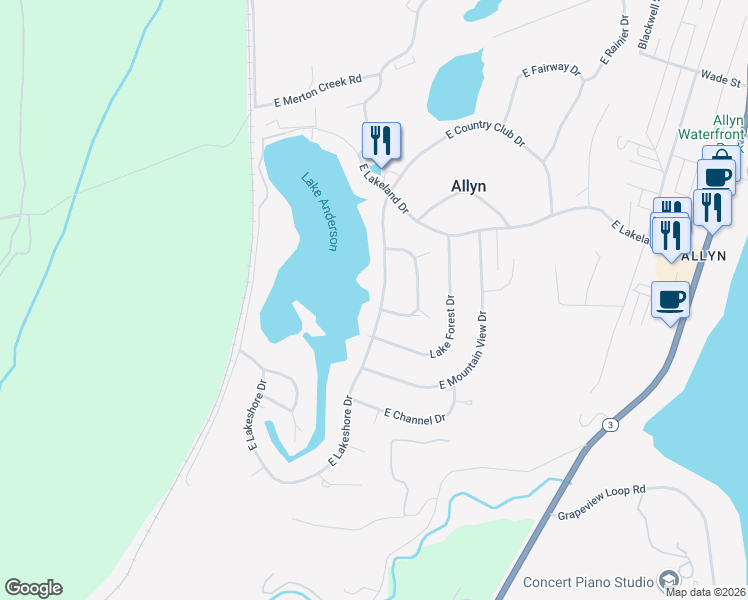 map of restaurants, bars, coffee shops, grocery stores, and more near 210 East Lakeshore Drive in Mason County