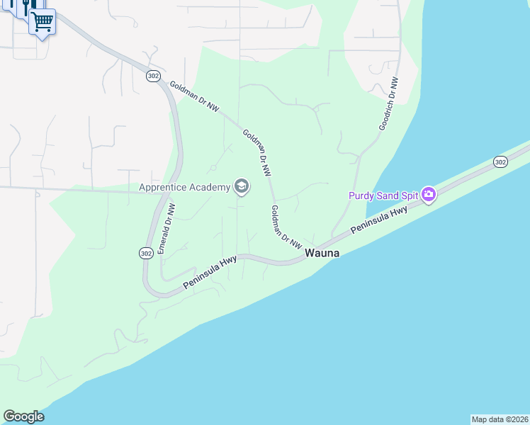 map of restaurants, bars, coffee shops, grocery stores, and more near 13512 Goldman Drive Northwest in Gig Harbor