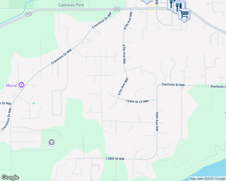 map of restaurants, bars, coffee shops, grocery stores, and more near 9806 134th Street Court Northwest in Gig Harbor