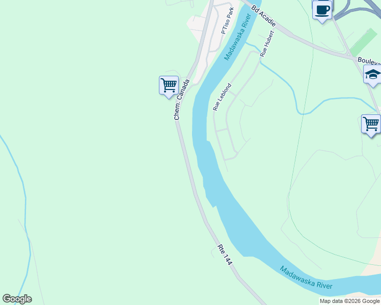 map of restaurants, bars, coffee shops, grocery stores, and more near 681 Chemin Canada in Edmundston