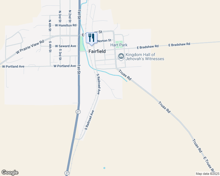 map of restaurants, bars, coffee shops, grocery stores, and more near South Good Samaritan Road in Fairfield
