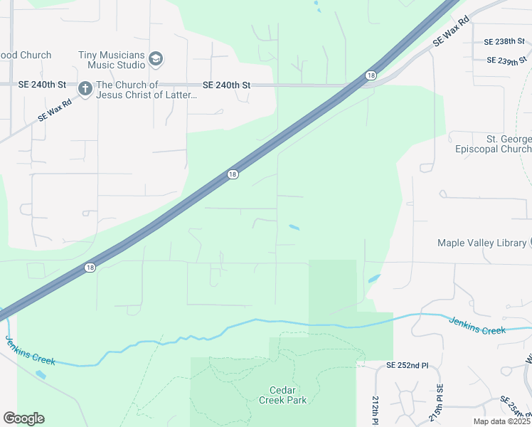 map of restaurants, bars, coffee shops, grocery stores, and more near 20707 Southeast 245th Place in Maple Valley
