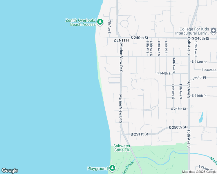 map of restaurants, bars, coffee shops, grocery stores, and more near 24437 Marine View Drive South in Des Moines